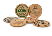 Beer coaster cork 6 pcs assorted English