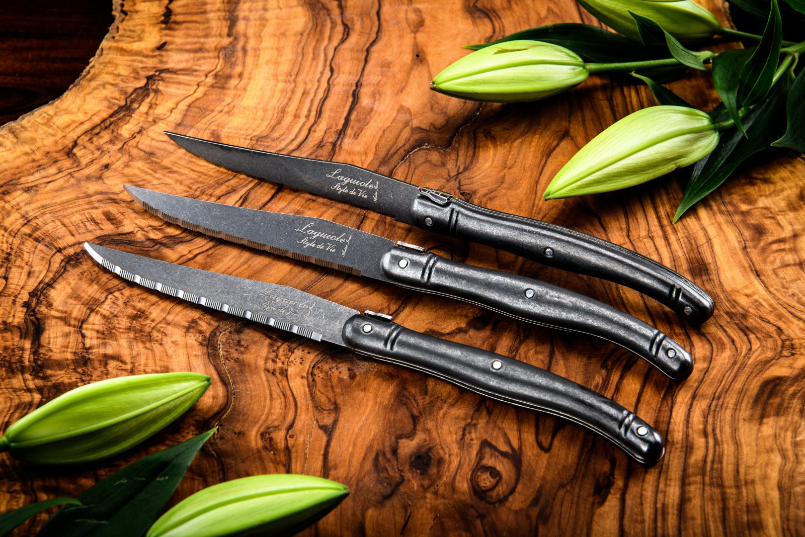 Grillknivar Laguiole Black Stonewash SET 6 SdV