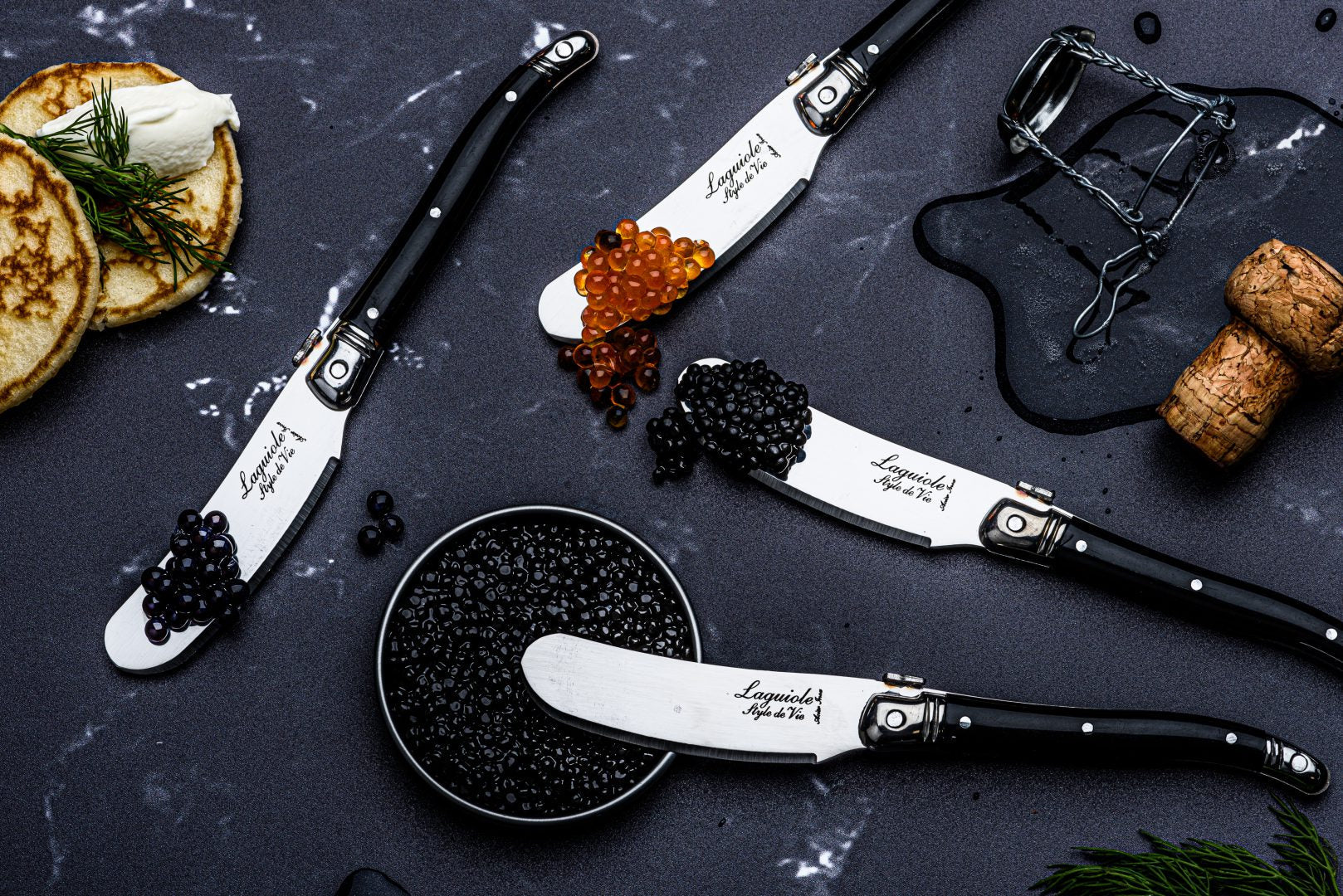 Smörkniv Laguiole Black SET 4 SdV