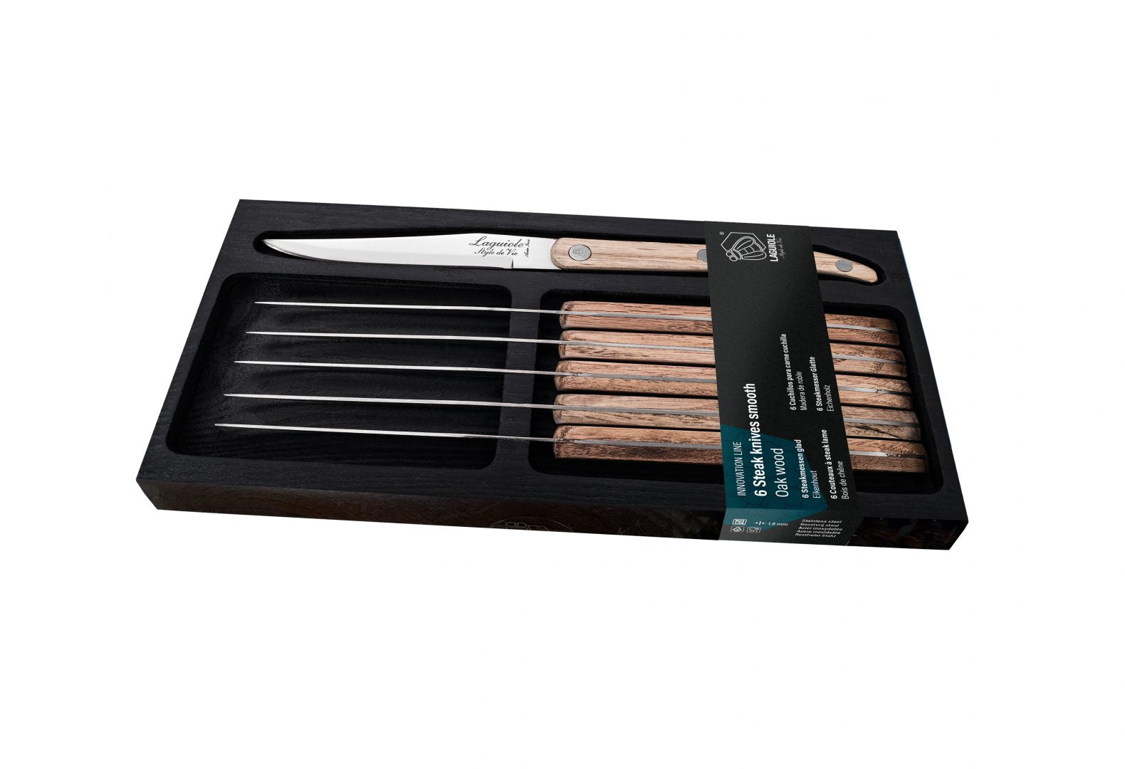 Grillknivar Laguiole Oak Wood slät SET 6 SdV