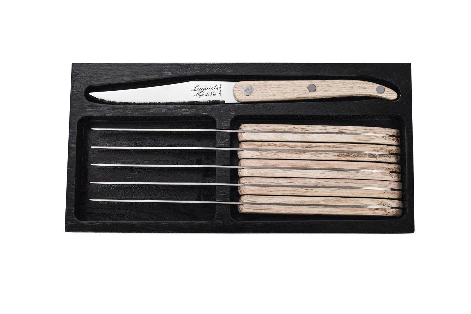 Grillknivar Laguiole Oak Wood tandad SET 6 SdV