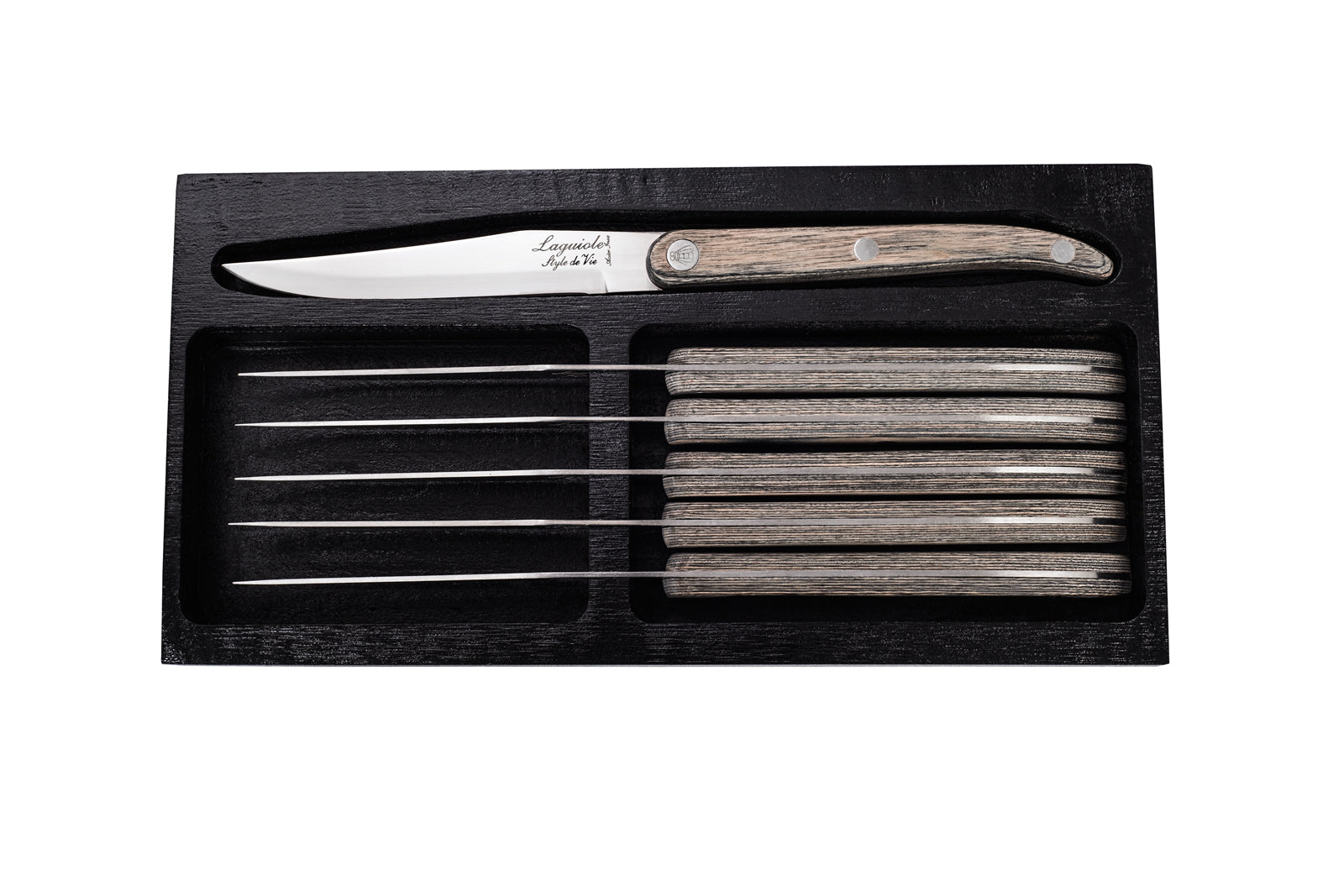 Grillknivar Laguiole Grey Pakka slät SET 6 SdV