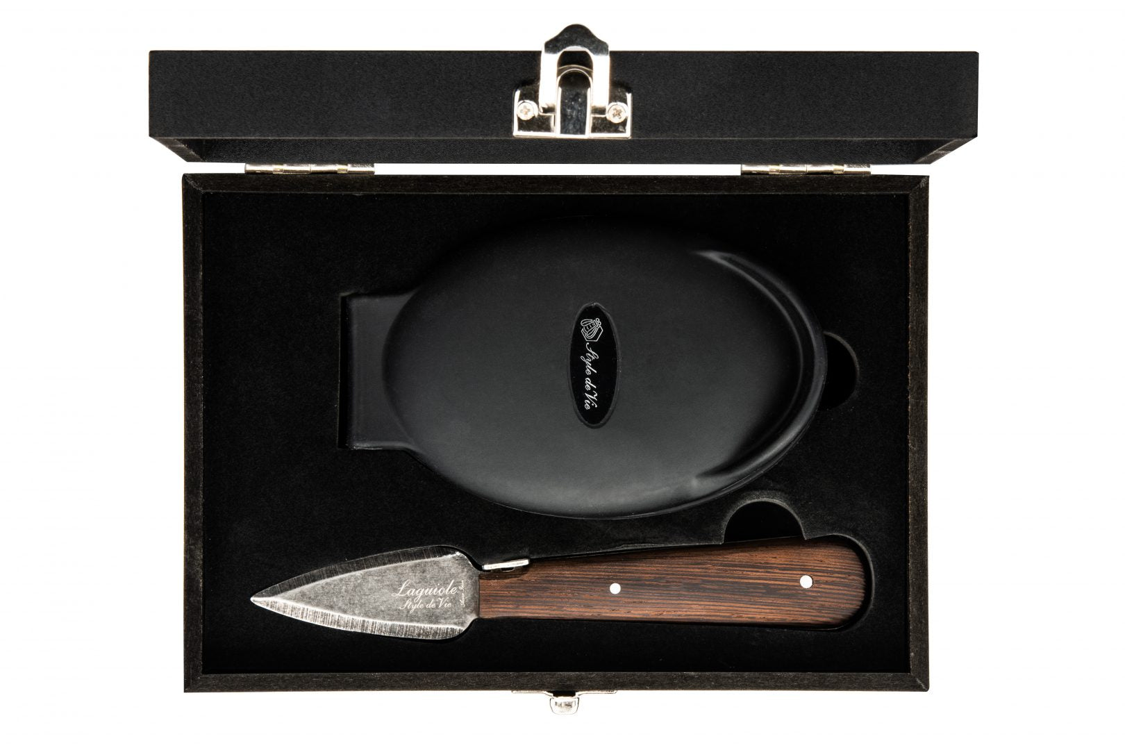 Ostronkniv Laguiole Wenge Black Stonewash SET SdV