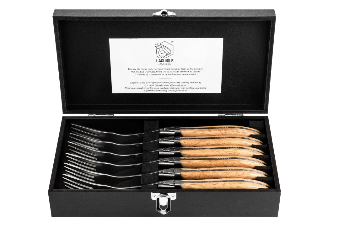 Gafflar Laguiole Oak Wood Stonewash SET 6 SdV